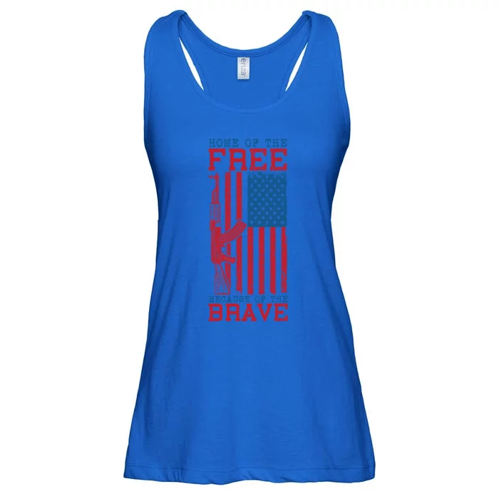 4th Of July Home Of The Free Because Of The Brave Soldier Gift Ladies Essential Flowy Tank