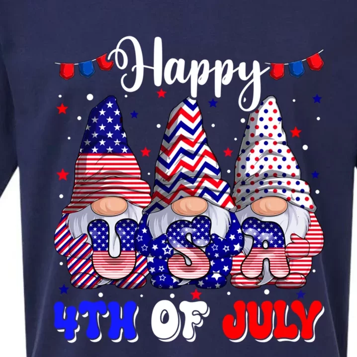 4th Of July Gnomes Happy 4th Of July Fireworks Usa Flag Gift Sueded Cloud Jersey T-Shirt