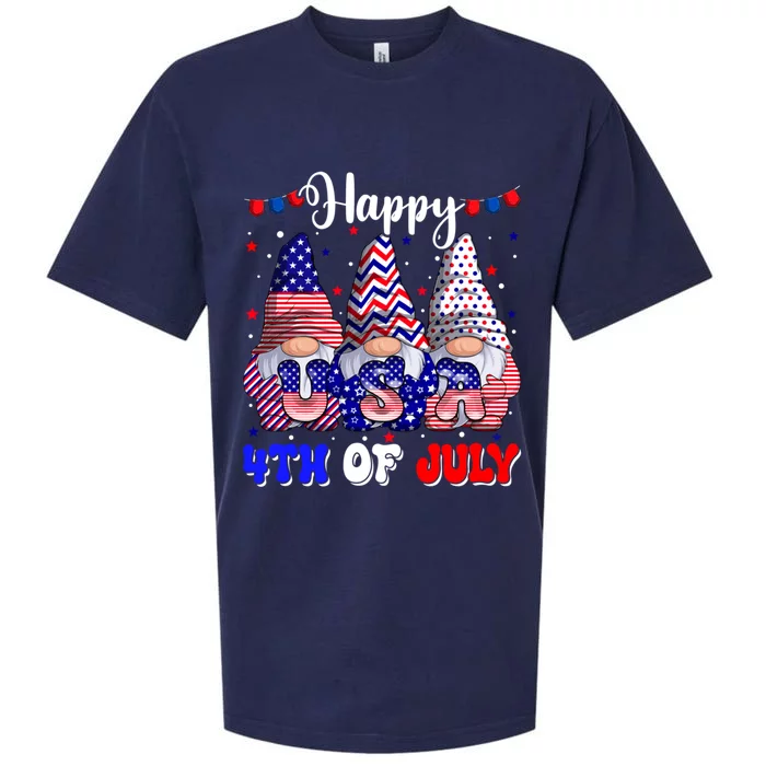 4th Of July Gnomes Happy 4th Of July Fireworks Usa Flag Gift Sueded Cloud Jersey T-Shirt