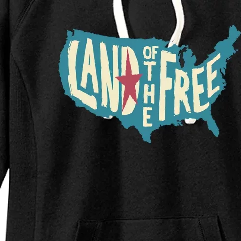 4th Of July Map Of The Usa Land Of The Free Meaningful Gift Women's Fleece Hoodie