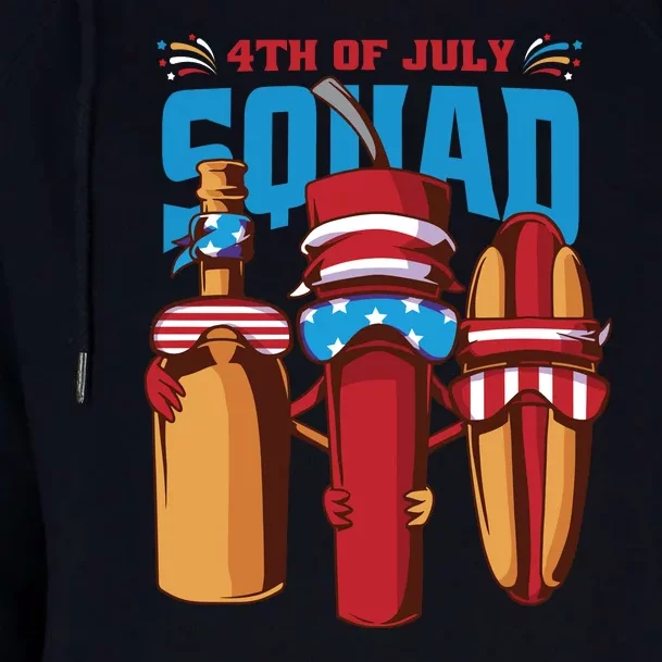 4th Of July Squad Womens Funnel Neck Pullover Hood