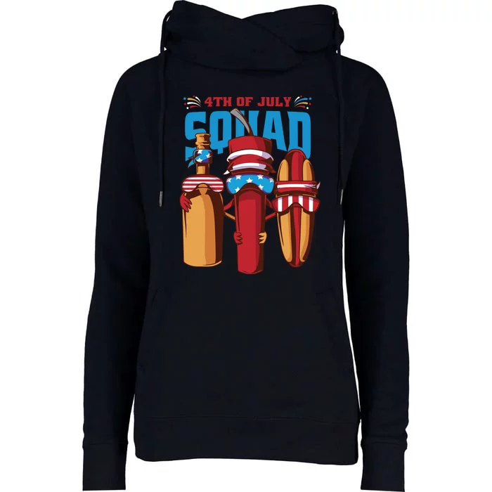 4th Of July Squad Womens Funnel Neck Pullover Hood