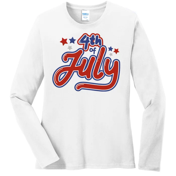 4th Of July Holiday Celebration Ladies Long Sleeve Shirt