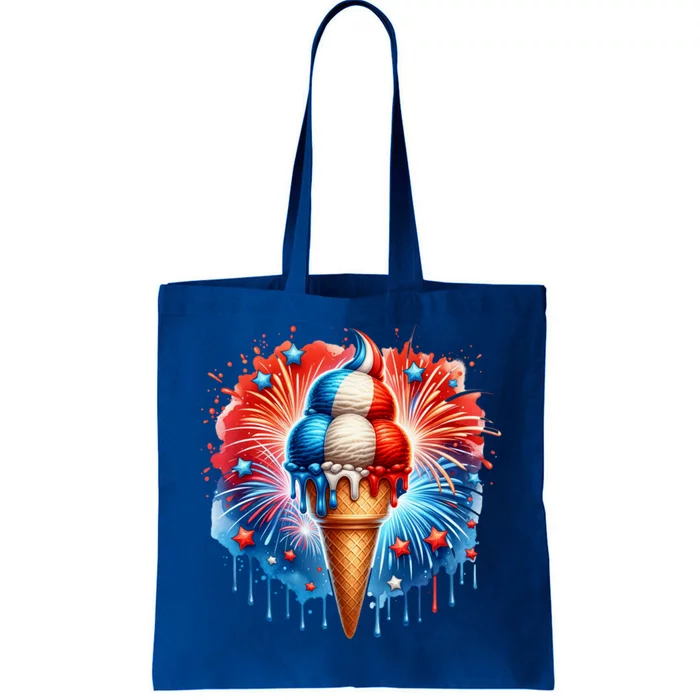 4th Of July Ice Creams Funny Patriotic American Flag America Gift Tote Bag