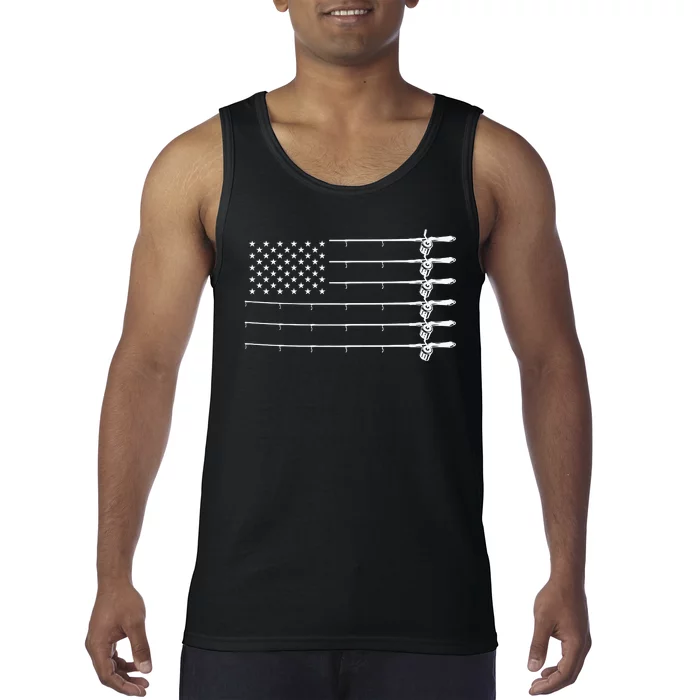 4th Of July Fishing Grandpa Dad American Flag Tank Top