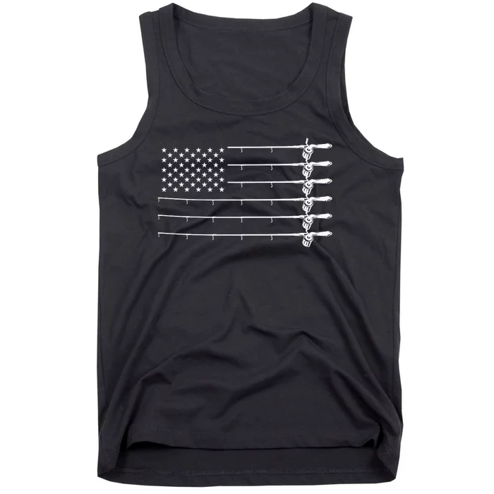 4th Of July Fishing Grandpa Dad American Flag Tank Top