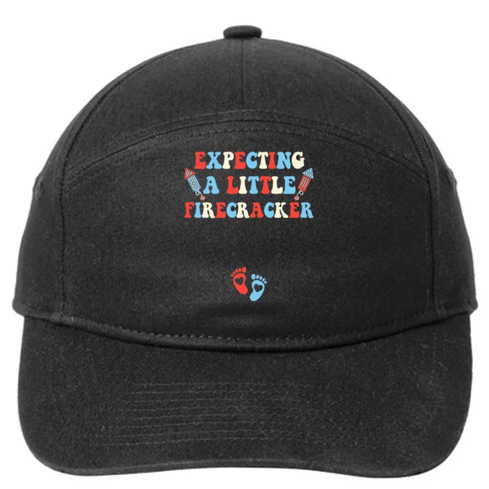 4th of July Pregnancy Expecting A Little Firecracker Groovy 7-Panel Snapback Hat