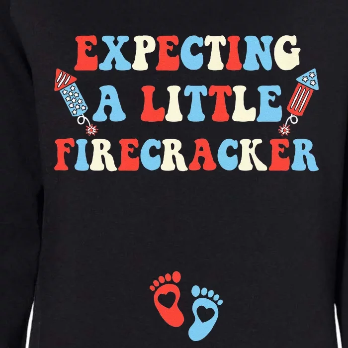 4th of July Pregnancy Expecting A Little Firecracker Groovy Womens California Wash Sweatshirt