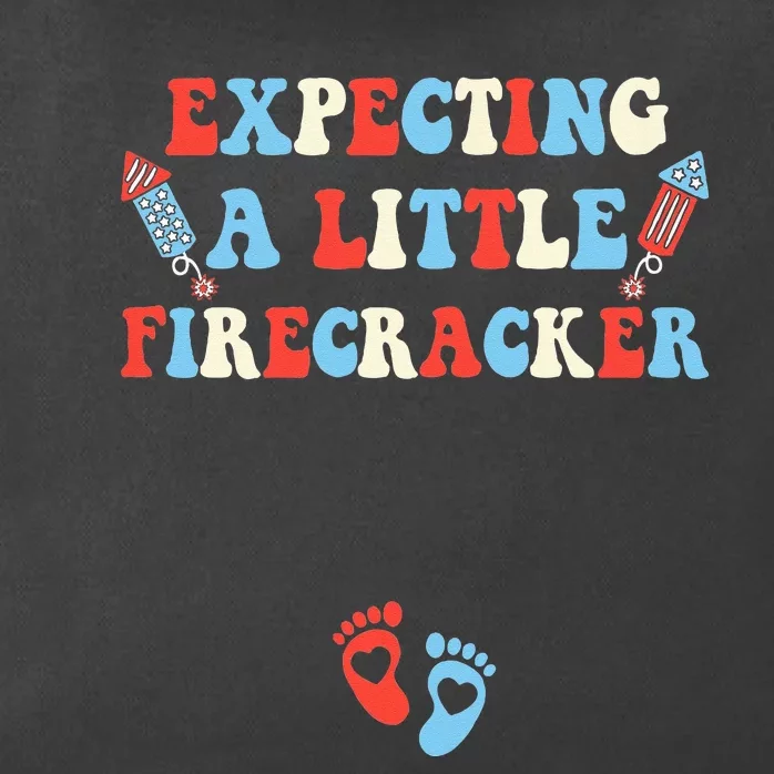 4th of July Pregnancy Expecting A Little Firecracker Groovy Zip Tote Bag