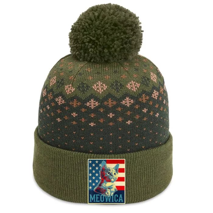 4th of July Meowica Kitty Cat The Baniff Cuffed Pom Beanie