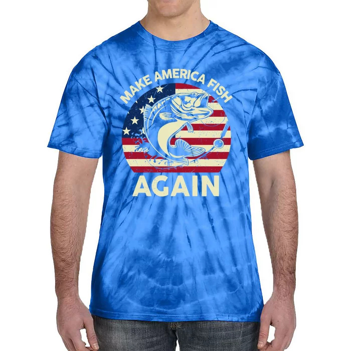 4th Of July Meaningful Gift Make America Fishing Again Fishing Pole Gift Tie-Dye T-Shirt