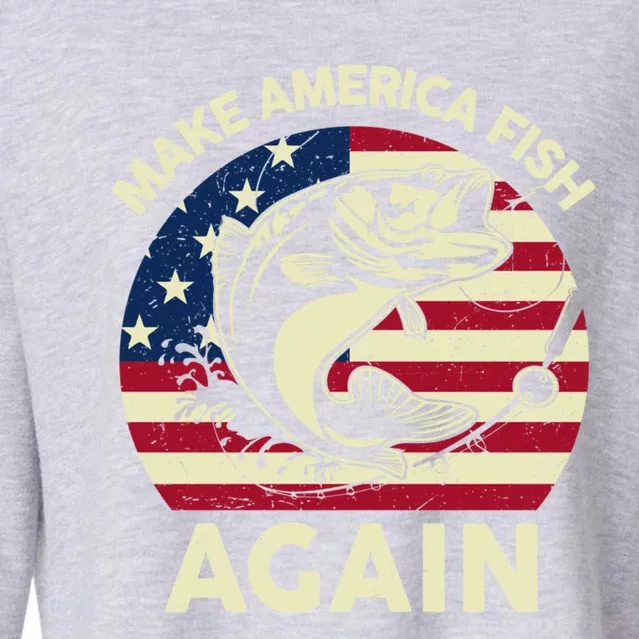 4th Of July Meaningful Gift Make America Fishing Again Fishing Pole Gift Cropped Pullover Crew