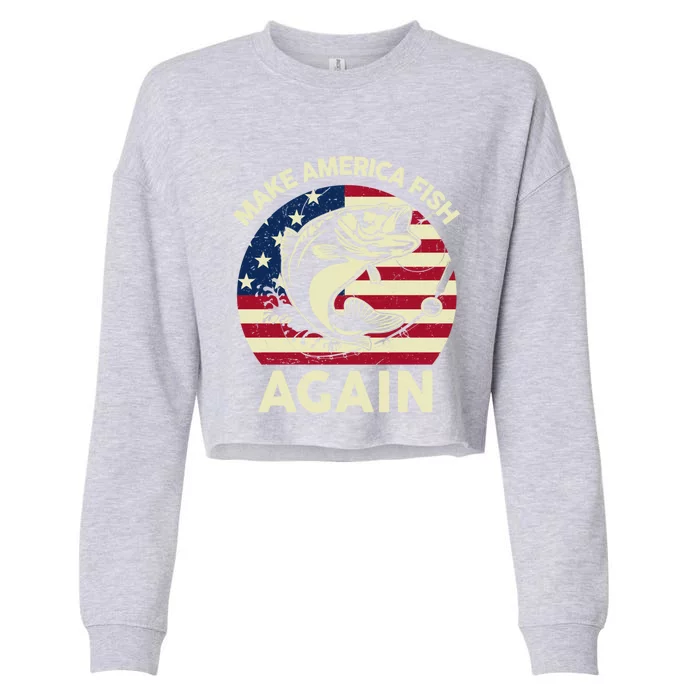 4th Of July Meaningful Gift Make America Fishing Again Fishing Pole Gift Cropped Pullover Crew