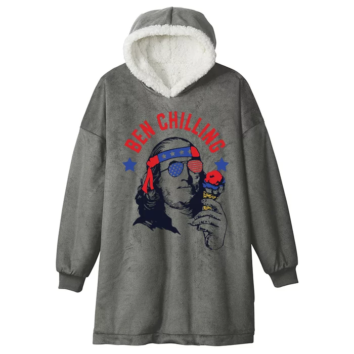 4th Of July Funny Ben Franklin Ice Cream Meme Hooded Wearable Blanket