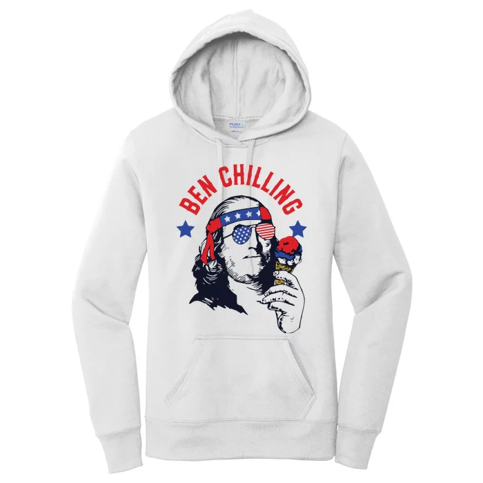 4th Of July Funny Ben Franklin Ice Cream Meme Women's Pullover Hoodie