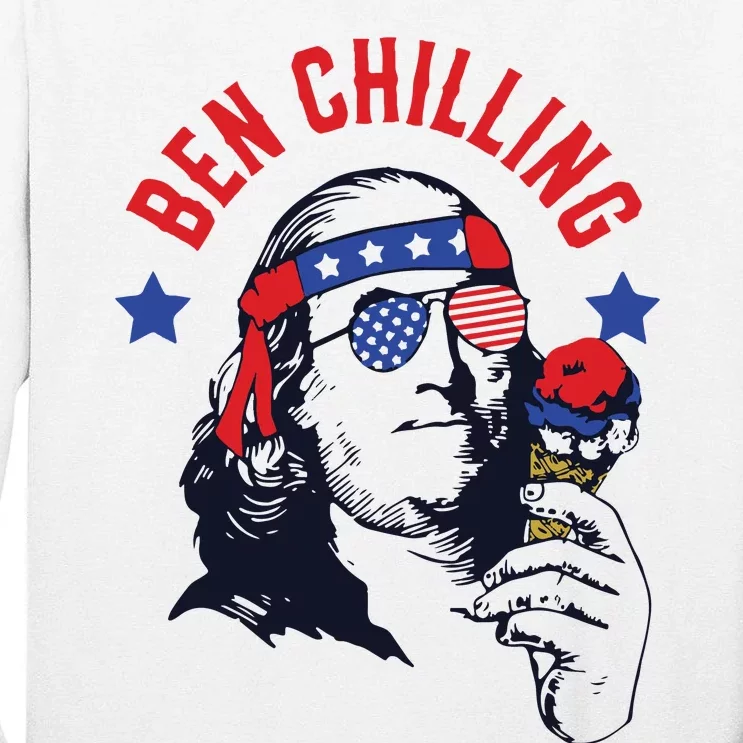 4th Of July Funny Ben Franklin Ice Cream Meme Tall Long Sleeve T-Shirt