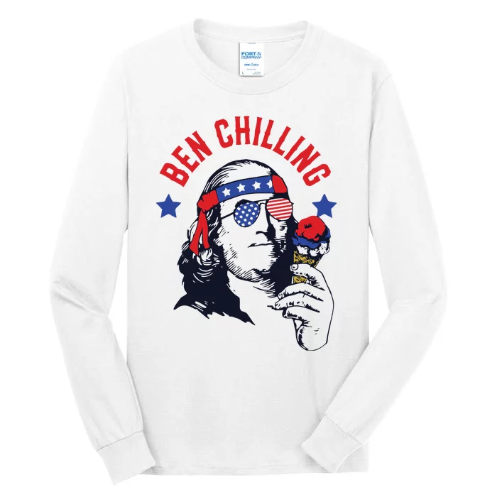 4th Of July Funny Ben Franklin Ice Cream Meme Tall Long Sleeve T-Shirt