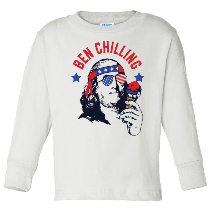 4th Of July Funny Ben Franklin Ice Cream Meme Toddler Long Sleeve Shirt