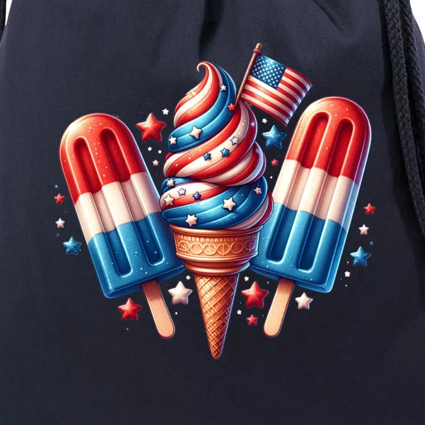 4th Of July Ice Creams Patriotic Independence Day Usa Flag Great Gift Drawstring Bag