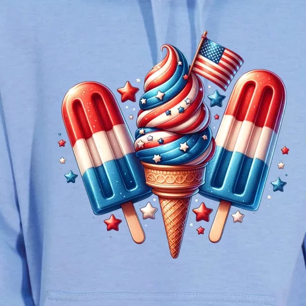 4th Of July Ice Creams Patriotic Independence Day Usa Flag Great Gift Unisex Surf Hoodie