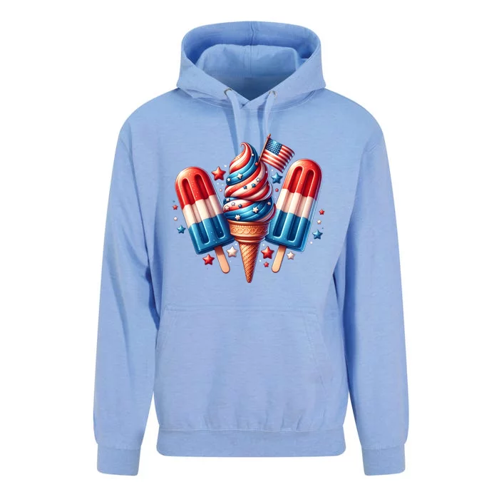 4th Of July Ice Creams Patriotic Independence Day Usa Flag Great Gift Unisex Surf Hoodie