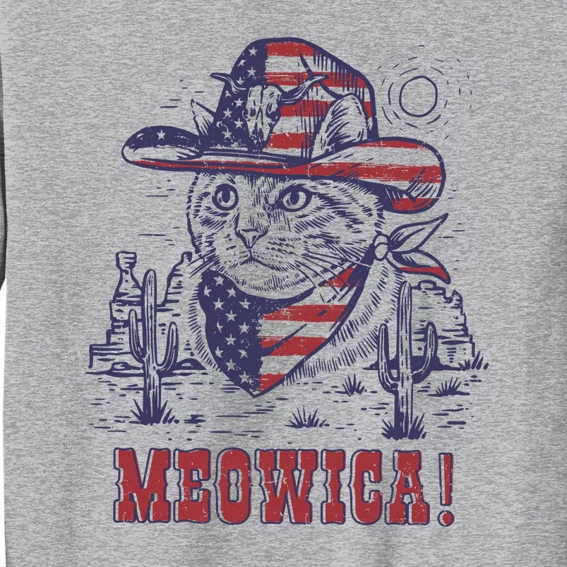 4th Of July Meowica Patriotic Cowboy Cat Tall Sweatshirt