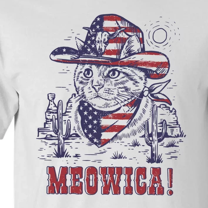 4th Of July Meowica Patriotic Cowboy Cat Tall T-Shirt