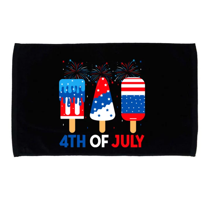 4th Of July Ice Creams Funny Patriotic American Flag America Gift Microfiber Hand Towel