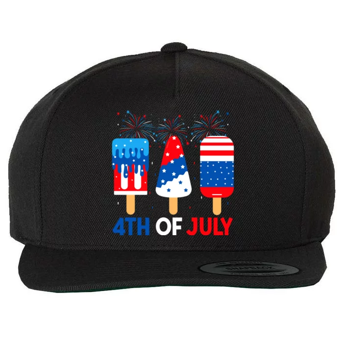 4th Of July Ice Creams Funny Patriotic American Flag America Gift Wool Snapback Cap