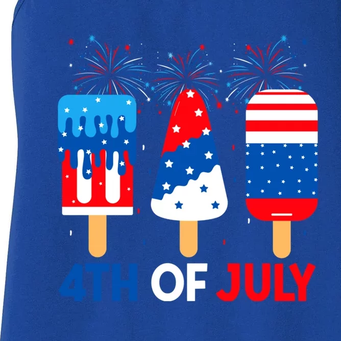 4th Of July Ice Creams Funny Patriotic American Flag America Gift Women's Racerback Tank