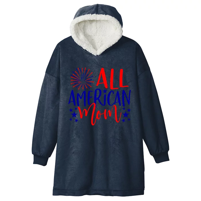 4th Of July Family Matching Cool Gift All American Mom Gift Hooded Wearable Blanket