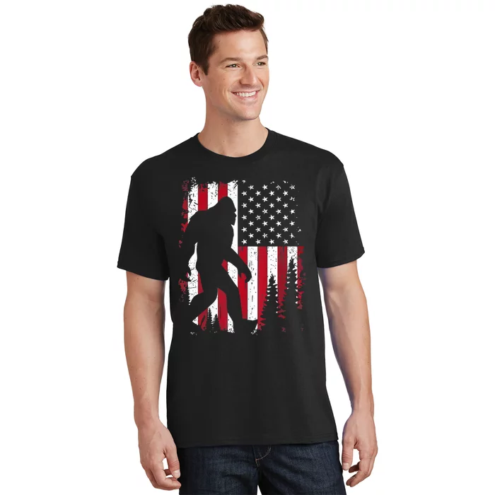 4th Of July Bigfoot Sasquatch American Flag Patriotic T-Shirt