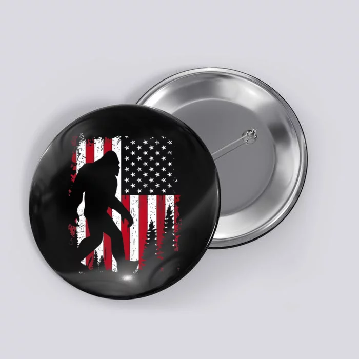 4th Of July Bigfoot Sasquatch American Flag Patriotic Button