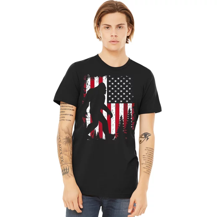 4th Of July Bigfoot Sasquatch American Flag Patriotic Premium T-Shirt