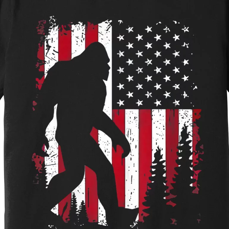 4th Of July Bigfoot Sasquatch American Flag Patriotic Premium T-Shirt