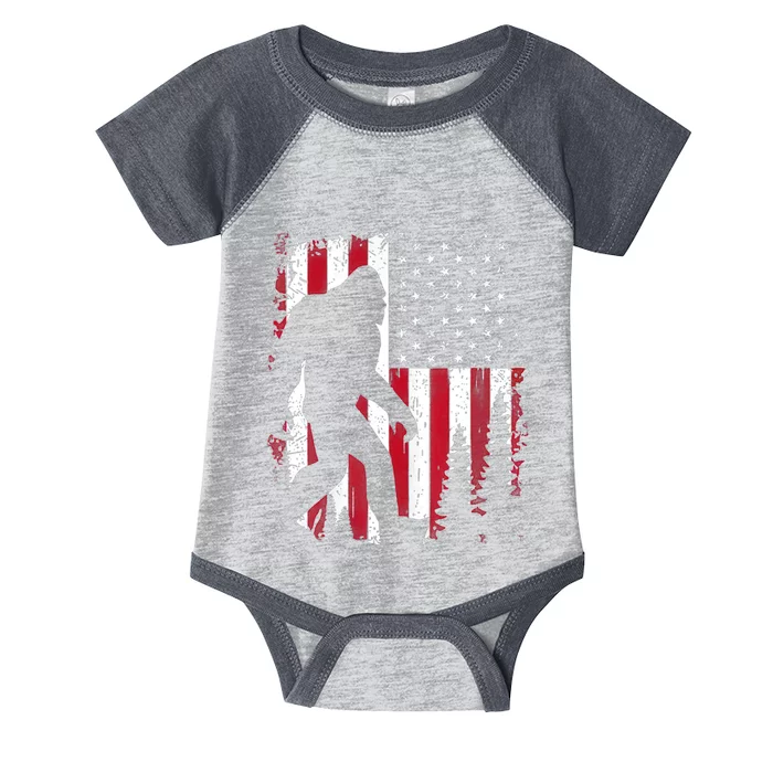 4th Of July Bigfoot Sasquatch American Flag Patriotic Infant Baby Jersey Bodysuit