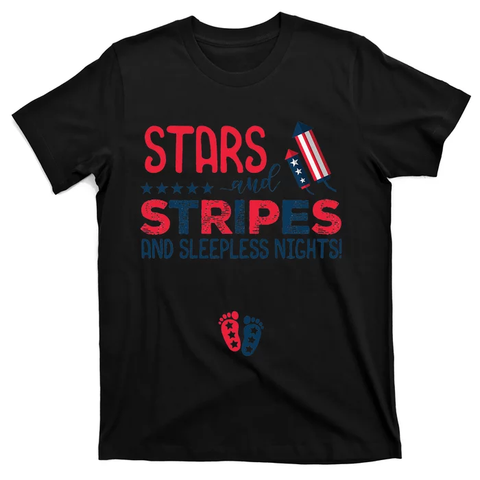 4th of July Pregnancy Announcement Stars and Stripes T-Shirt