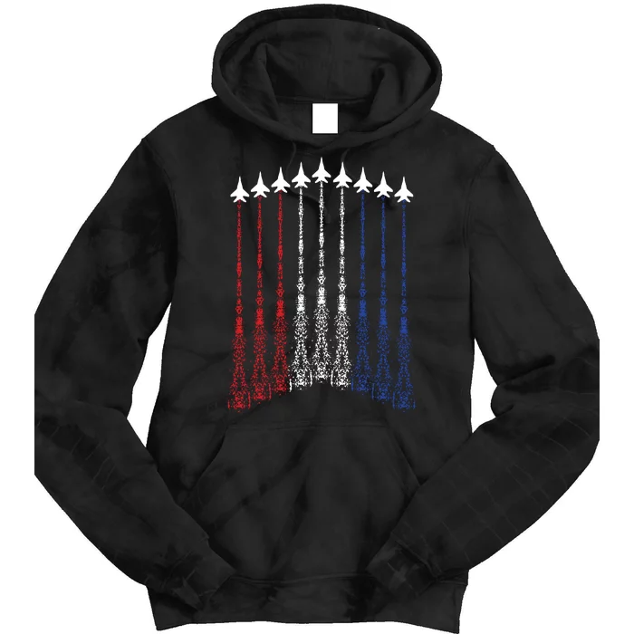 4th Of July Fighter Jet Airplane Red White Blue In The Sky Tie Dye Hoodie