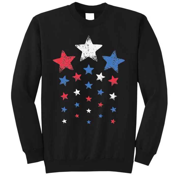 4th of July  Cute Red White Blue Stars Tall Sweatshirt