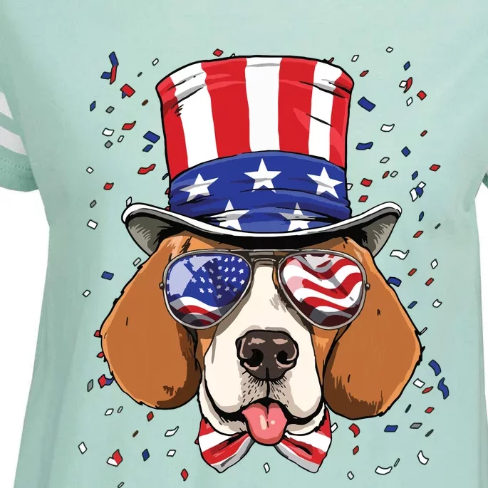 4th Of July Patriotic Beagle American USA Flag Beagle Lovers Enza Ladies Jersey Football T-Shirt