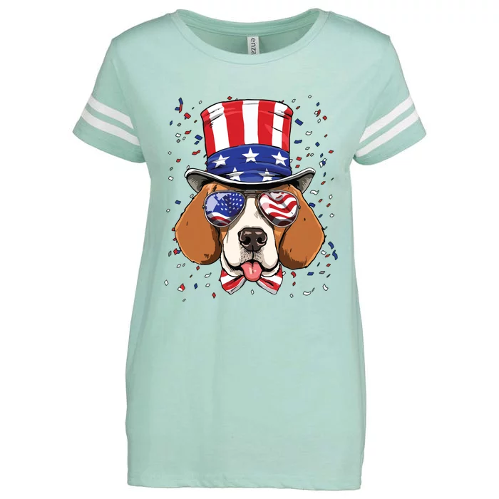 4th Of July Patriotic Beagle American USA Flag Beagle Lovers Enza Ladies Jersey Football T-Shirt