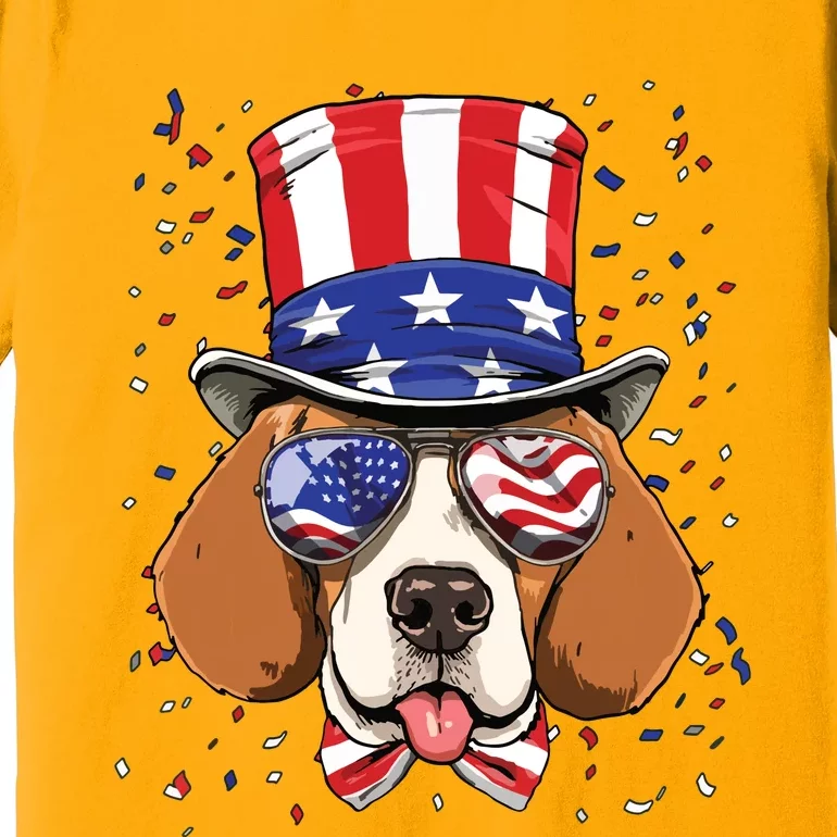 4th Of July Patriotic Beagle American USA Flag Beagle Lovers Premium T-Shirt