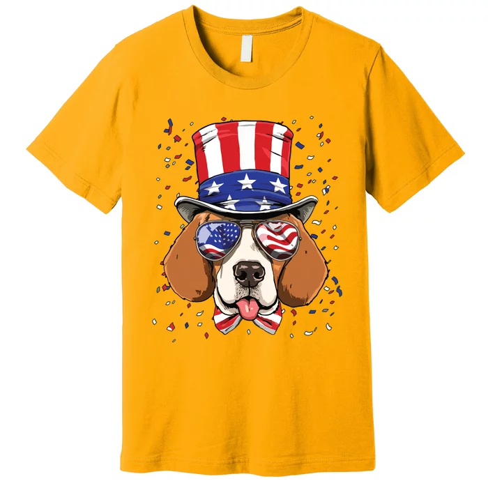 4th Of July Patriotic Beagle American USA Flag Beagle Lovers Premium T-Shirt