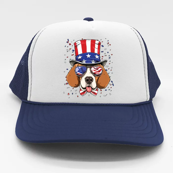 4th Of July Patriotic Beagle American USA Flag Beagle Lovers Trucker Hat