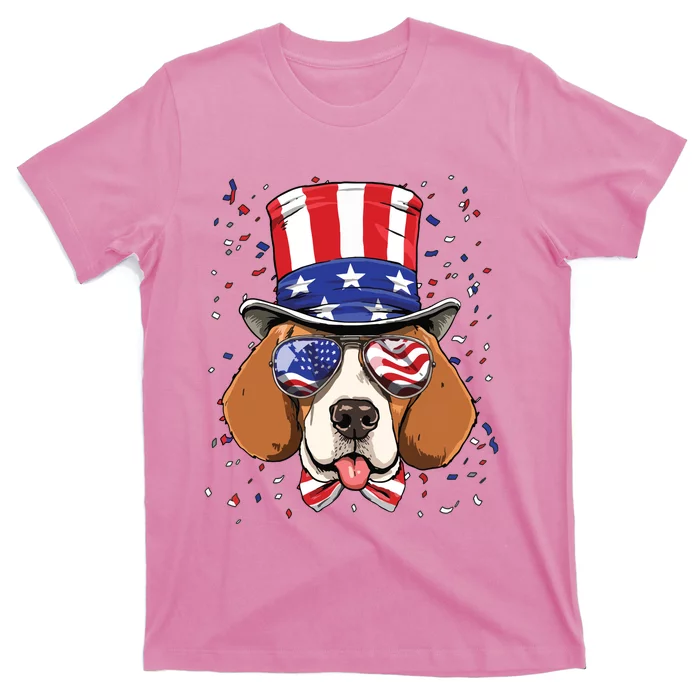 4th Of July Patriotic Beagle American USA Flag Beagle Lovers T-Shirt