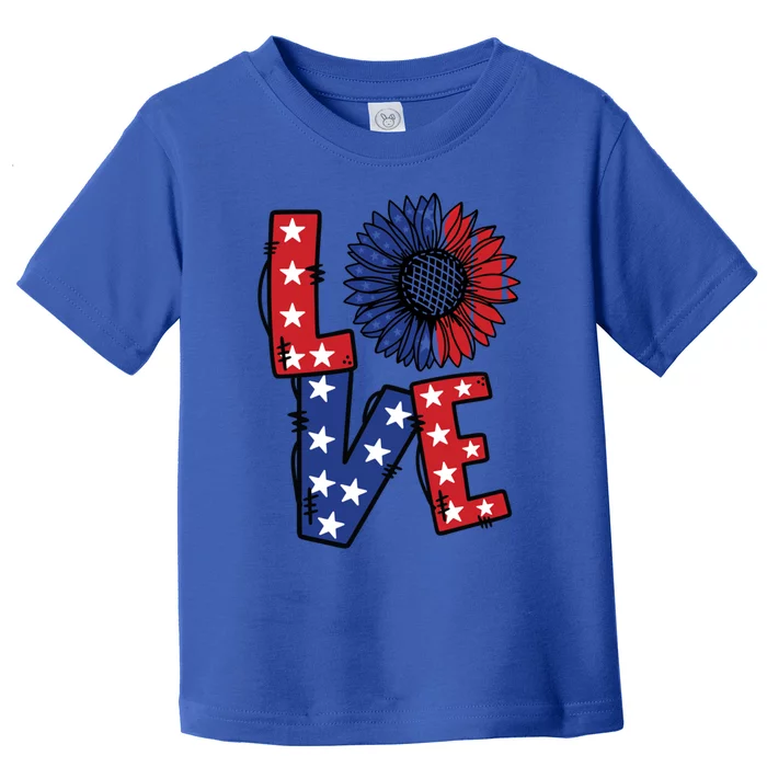 4th Of July Sunflower Love America Quote Gift Toddler T-Shirt