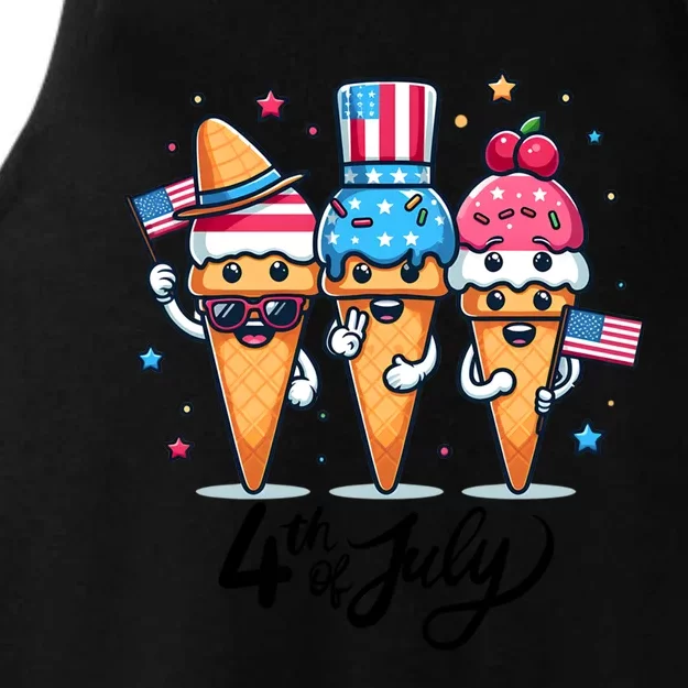 4th Of July Ice Creams Funny Patriotic American Flag America Gift Ladies Tri-Blend Wicking Tank