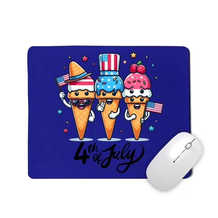 4th Of July Ice Creams Funny Patriotic American Flag America Gift Mousepad