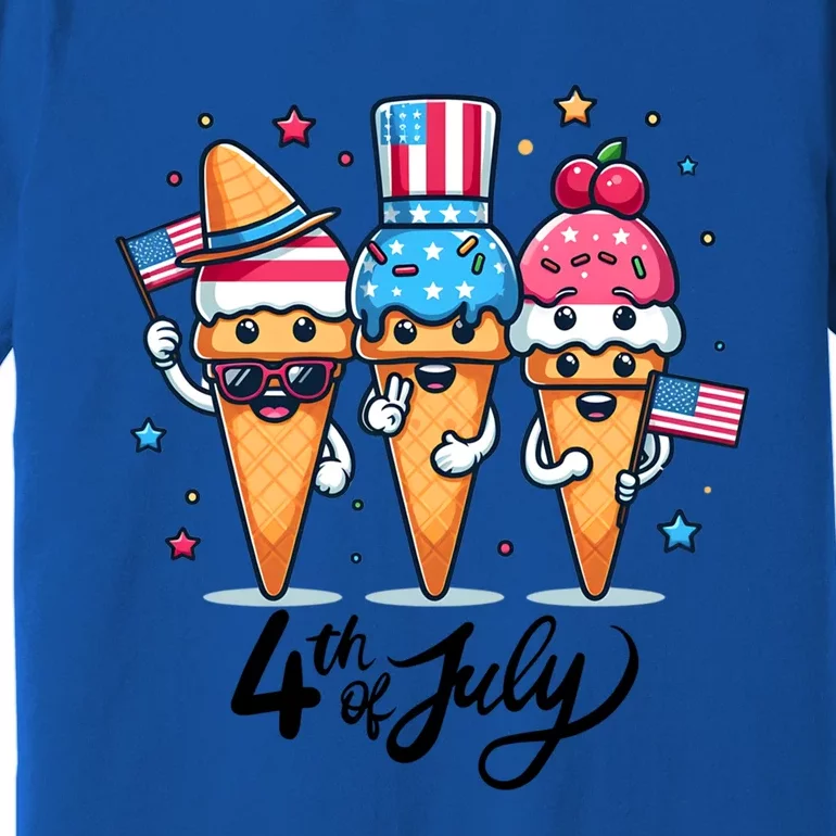 4th Of July Ice Creams Funny Patriotic American Flag America Gift Premium T-Shirt