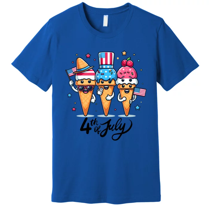 4th Of July Ice Creams Funny Patriotic American Flag America Gift Premium T-Shirt